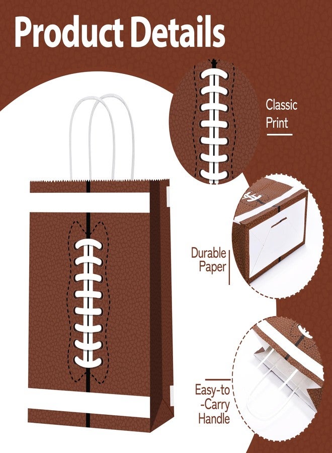 MIMIND 16 Pack Football Party Favor Bags with Handles Paper Treat Goodie Bags with Tissue Paper Reusable Football Theme Gift Bags for Birthday Party Supplies Sports Game Decorations - Image 3